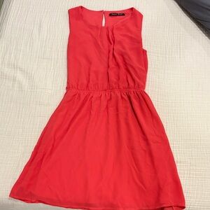 Vivid Coral Sleeveless Mini Dress